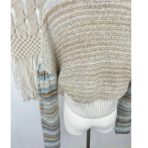 Urban Outfitters Lennon Cropped Crewneck Sweater Medium Stripe Drop Shoulder - Picture 9 of 10